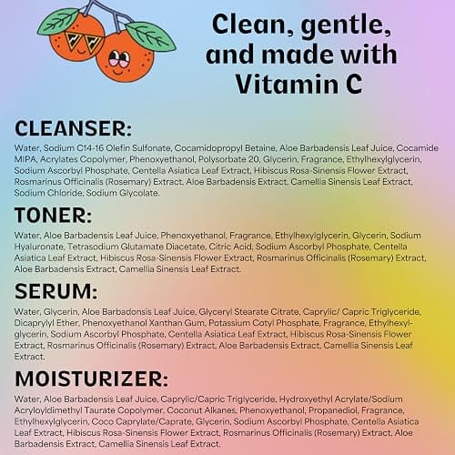 InstaNatural BESTIES BFF Four Step Teen Skincare Kit | Simple Skincare for Healthy Skin (Cleanser, Toner, Serum & Gel Moisturizer for All Skin Types) (BFF Four Step Kit, Fresh Citrus) thumbnail 6