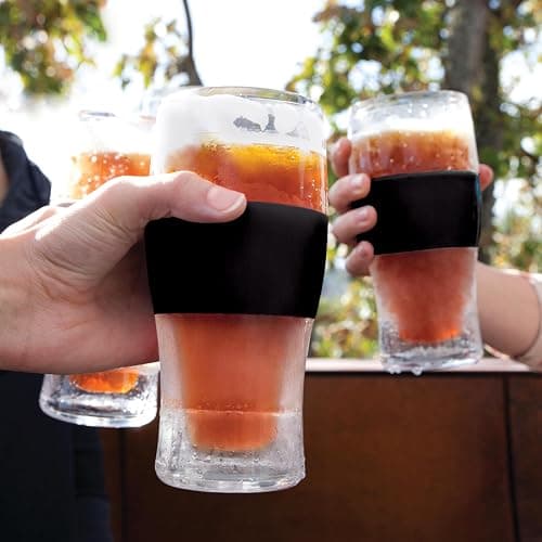 Host FREEZE Beer Glasses, Frozen Beer Mugs, Freezable Pint Glass Set, Insulated Pint Glass to Keep Your Drinks Cold, Double Walled Insulated Glasses, Tumbler for Iced Coffee, 16oz, Set of 2, Black thumbnail 14