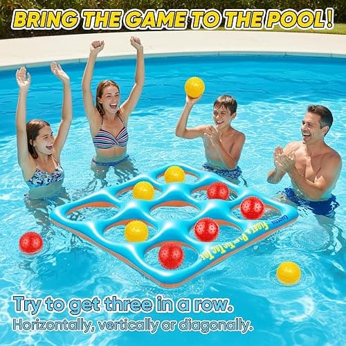Luottis Inflatable Tic Tac Toe Pool Game Set – Pool Toys with 10 Balls, Fun for Kids, Teens, Adults, Family, Party, Beach, Outdoor & Indoor, 2-10 Players thumbnail 4
