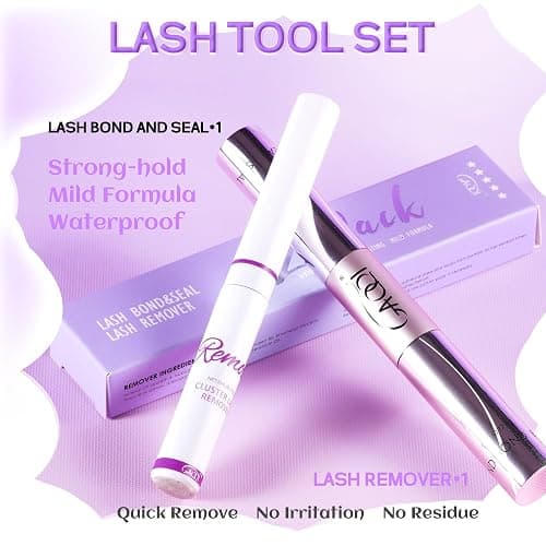 GAQQI Lash Cluster Glue + Remover Set, Lash Bond and Seal Waterproof, Long Lasting Eyelash Glue Strong Hold, Gentle Eyelash Remover for DIY Use (2Pcs Set) thumbnail 2