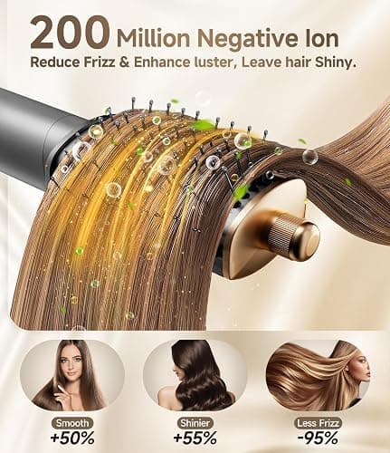 8 in 1 Hair Styler Set & Hair Dryer Brush, 110,000 RPM High-Speed Negative Ionic Foldable Hair Dryer Fast Drying, Multi Professional Hot air Styler for Curling Volumizing Straightening Styling(Gray) thumbnail 3