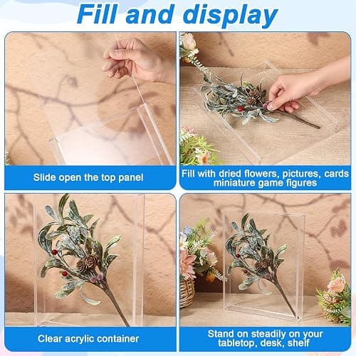 2 Pcs Acrylic Shadow Box, Shadows Box DIY Frames Tabletop/Wall Mount Assembly Cases, Clear Acrylic Display Cases for Crafts Display Wedding Memory Dried Flower Book Shop Decor (8 x 10'') thumbnail 5