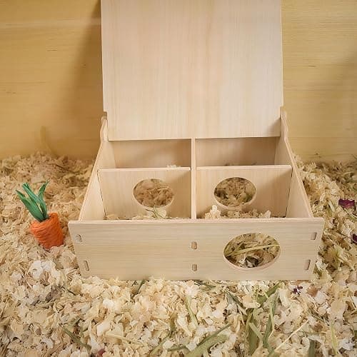 Multi-Chamber Wooden Hamster Hideout & Tunnel - Durable, Ventilated Natural Wood Cage Accessories for Dwarf, Syrian Hamsters and Small Pets thumbnail 8