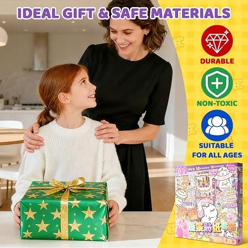 QEF 50 Sets 3D Sticker Scene, 100 Pcs Cute Kawaii Stickers, DIY Scene Sticker Book for Kids and Adults, Make Your Own House Room, Creative Stress Relief Activity Gift thumbnail 7