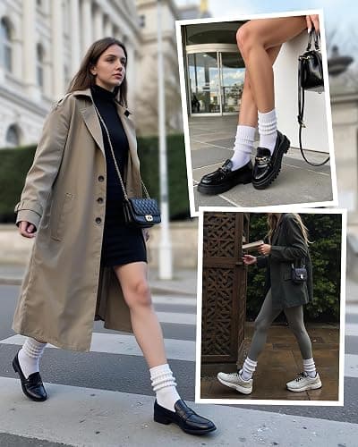 HONGTEYA Slouchy Crew Socks for Women Soft Scrunch Socks Cute Fashion Retro for Boot Sneakers Size 5-11 thumbnail 4