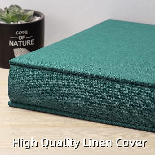 HoneyTolly Large Photo Album Self Adhesive 4x6 5x7 3x5 8.5x11 Scrapbook Magnetic Album DIY Scrap Book Length 13 x Width 12.8 (Inches) 120 Black Sticky Pages Linen Cover DIY Photo Album(Dark Green) thumbnail 5