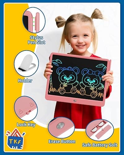 TEKFUN Teen Girl Gifts Ideas, 15inch LCD Writing Tablet for Kids Age 8-10 and Up, Doodle Board 4 5 6 7 Year Old Girl Toys, Mothdays Day Gifts Homeschool Supplies Easter Gifts for Adults(Pink) thumbnail 3