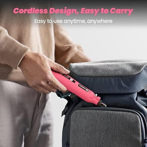 HARDELL Mini Cordless Rotary Tool, 5-Speed 3.7V Rechargeable Rotary Tool Kit with 69 Accessories, DIY Caft Tool for Sanding, Polishing, Drilling, Engraving, 3D Printing thumbnail 6