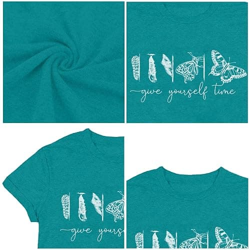 LBP Butterfly Inspirational Shirts Give Yourself Time Shirt for Women Butterfly Life Graphic Tees Motivational T-Shirt thumbnail 6