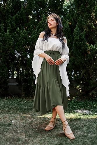 Scarlet Darkness Maxi Skirts for Women High Waist Renaissance Skirt Long Skirt with Pockets thumbnail 8