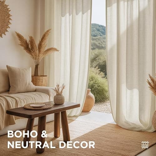 Joydeco Linen Curtains 96 inch Length 2 Panel Set, Light Filtering Curtain for Living Room Bedroom, 52 inch Wide Drapes with Rod Pocket Back Tab (96" Lx52 W, Ivory on Linen) thumbnail 7