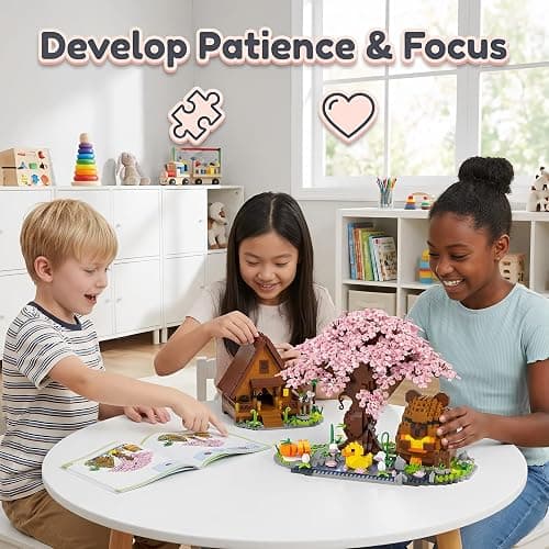 Capybara Cherry Blossom Bonsai Tree House Building Sets for Adults & Kids - 2280PCS Micro Mini Blocks, Artificial Flower for Desk, Office, Home Decor, DIY Arts & Crafts Kits, Ages 8+ Girls & Boys Gift thumbnail 6
