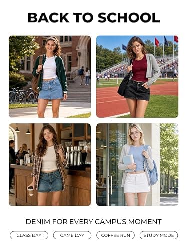 EMMIOL Jean Skirts for Women Mid Rise Summer Denim Skirt with Undershorts | Trendy Y2k Clothes Cotton-blend Denim Mini Skirt with Built-in Undershorts, Parties, Festivals, Dates, Vacations thumbnail 7