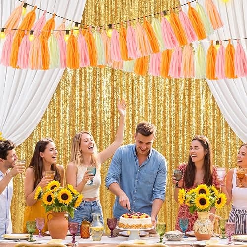 BestoFun Peach Pink & Orange Tassel Garland Banner – 40 PCS Paper Tassels for Birthday, Wedding, Baby Shower, Bridal Shower, and Party Decorations thumbnail 6