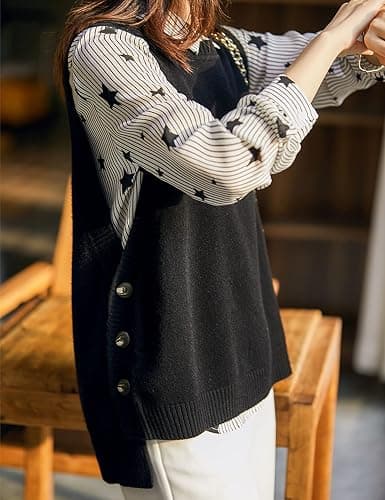 Mingzhu Womens Sleeveless Round Neck Pullover High Low Ribbed Knit Sweater Vest thumbnail 2