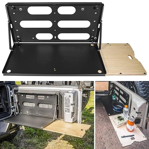 E-cowlboy Drop Down Tailgate Table for 2007-2024 Jeep Wrangler JK JKU JL JLU Unlimited Sports Freedom Sahara Rubicon Rear Door Foldable Table Cargo Shelf Storage Cargo Luggage Holder Carrier - Image 1