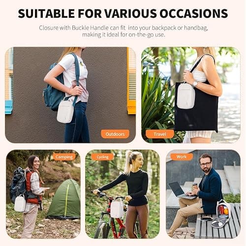 NOL Natural Organic Lifestyle Small Insulated Lunch Bag for Adult - Snack Bag Lunch Cooler Bag Soft Lunch Tote Bag for Work, Cream thumbnail 7