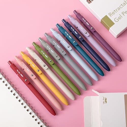 Mr. Pen- Retractable Gel Pens, 12 Pack, Morandi and Vintage Barrels, Fast Dry, Black Gel Pens Fine Point 0.5mm, Aesthetic Pens for Journaling thumbnail 7