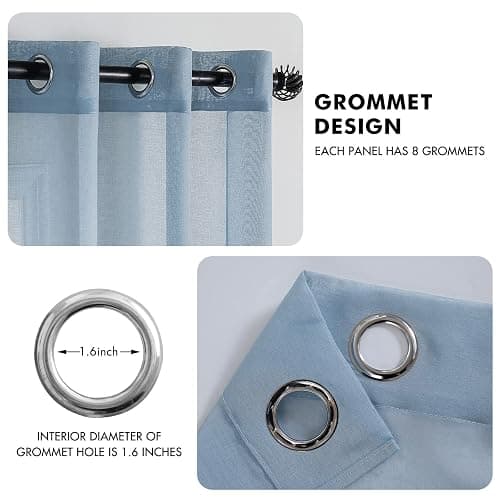 MIULEE 2 Panels Sheer Window Curtains Elegant Window Voile Panels/Drapes/Treatment for Bedroom Living Room 55" Wx96 L Grommet Top Dusty Blue thumbnail 3