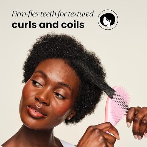 Tangle Teezer Naturally Curly Ultimate Detangler Hairbrush for 3C-4C Curly Coily Hair - Two-Tiered Teeth Define Curls & Reduce Frizz - Mango & Pink - Mango & Pink thumbnail 3