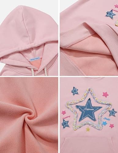 Aelfric Eden Womens Oversized Hoodies Star Graphic Fleece Hooded Streetwear Unisex Sweatshirts Pullover with Pocket thumbnail 6