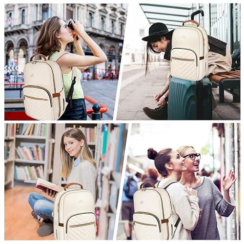 MATEIN Backpack for High School Girls, Large Capacity 17 Inch Laptop Backpack with Multiple Pockets, Water Resistant College Work Bag, Lightweight Daypack for Travel, Beige thumbnail 8