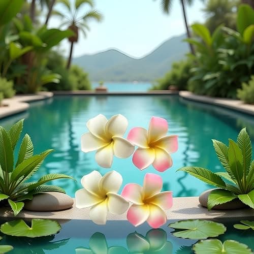 4 Pcs 7cm White and Pink Hawaiian Frangipani Plumeria Foam Head Flower Party Beach Hair Clip Hair Clips thumbnail 4