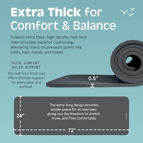 Retrospec Solana Yoga Mat Thick 1/2in Non-Slip Workout Mat with Nylon Strap - 72x24in Exercise Mat for Pilates, Stretching & Fitness - BPA Free, Easy Clean thumbnail 3