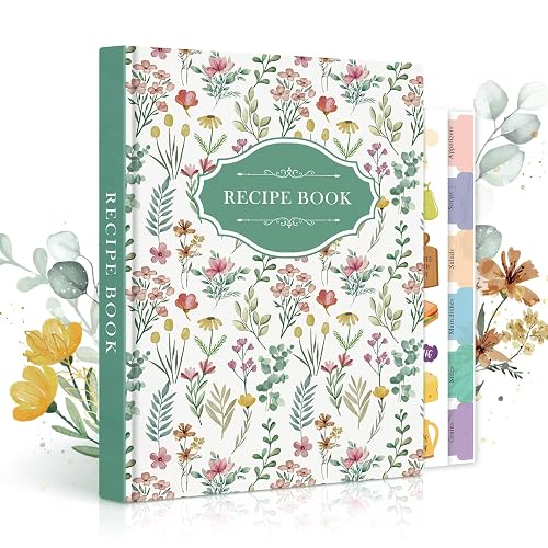 Lanpn Blank Recipe Book Cookbook for 70 Recipes, A5 Waterproof Empty Recipe Notebook to Organize Your Family Recipes, Leather Cooking Journal with Stickers to Write in Your Own Recipes, Green - Image 1