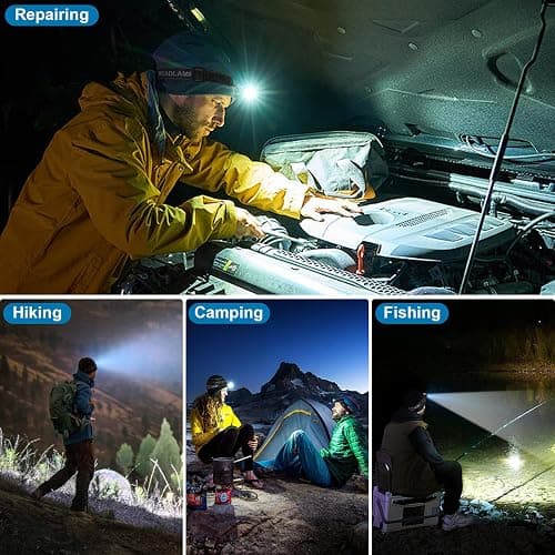 Kmivo Headlamp Rechargeable 99,000LM Super Bright, 2pack LED Head Lamp with 3 Modes, 90°Adjustable Head Lights for Forehead, IPX6 Waterproof HeadLamps for Camping Hiking thumbnail 8