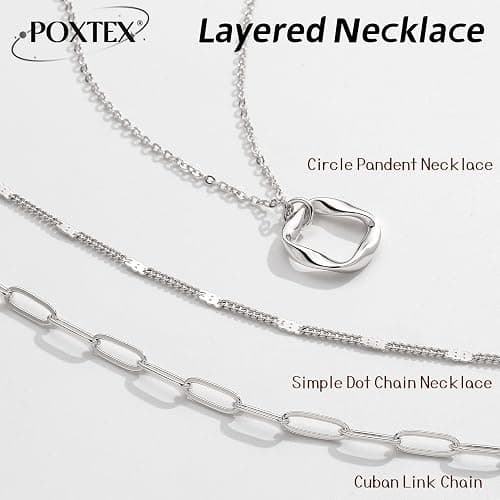 Poxtex Layered Gold Necklaces for Women,Stackable Dainty 14K Gold Silver Plated Trendy Circle Paperclip Chain Pendant Choker Necklace,Simpl Diamond Cross Bow Jewelry Set Gifts for Women thumbnail 7