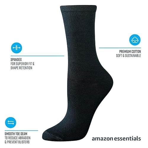 Amazon Essentials Women's Crew Socks, Cotton, 6 Pairs thumbnail 2