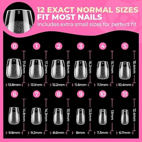 UNA GELLA Extra Short Coffin Nails Tips: 504pcs Pre-etched XS Short Nails, 12 Sizes Clear Coffin Press on Nails Full Cover Gel Tips Acrylic False Fake Nails Extension DIY Salon thumbnail 8