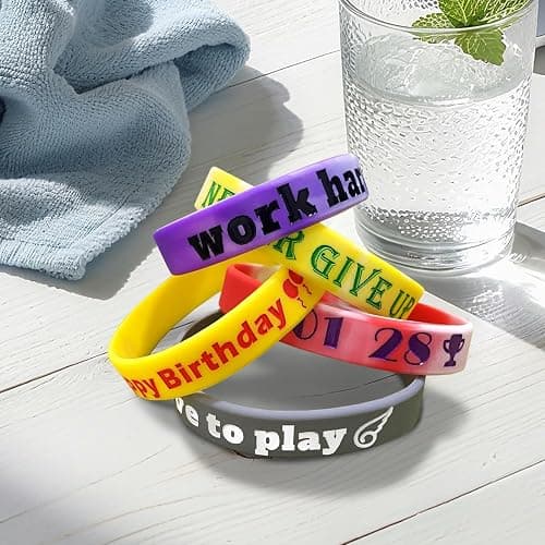 Custom Wristbands for Events Bulk 1-5000PCS with Text Logo Icon,1/2" Wide Personalized Silicone Bracelet for Motivition Gifts,Customized Rubber Bracelet for Men Women,Customizable Wrist Band thumbnail 5