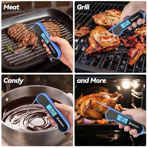 0.5 Sec Instant Read Meat Thermometer Digital with ±0.5℉ Precision, Food Thermometer for Cooking Kitchen Gadgets, Oven Grill Candy BBQ Essentials Accessories, Gifts for Him Dad Men Birthday, Blue thumbnail 8