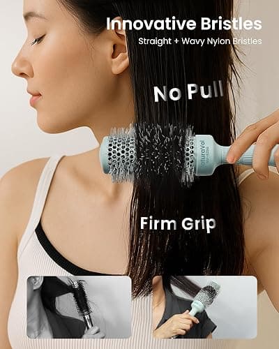 AIMIKE NaturaVol Round Brush for Blow Out, Round Hair Brush Nano Thermal Ceramic & Ionic Tech, for Blow Drying & Salon-like Styling at-home, Maximum Volume Shine - 1.7” Barrel, 2.5” w/Bristle thumbnail 4