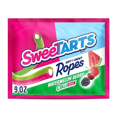 SweeTARTS Ropes, Candy, Watermelon Berry Collision, Soft and Chewy, 9 oz - Image 1