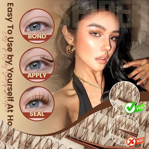 MissAiry Spider Breeze Lash Clusters Kit, Dark Brown Wispy Natural Eyelash Clusters DD Curly Lashes Cluster 8-16mm Cluster Eyelash Extensions Individual Lashes with Invisible Band for DIY at Home thumbnail 7