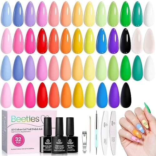 beetles Gel Polish Doodle Dreams - Gel Nail Polish Set Orange Red Purple Nude White Black Blue 25 Colors with Base Glossy Matte Top Coat UV LED Soak Of Gifts for Women Girls - Image 1