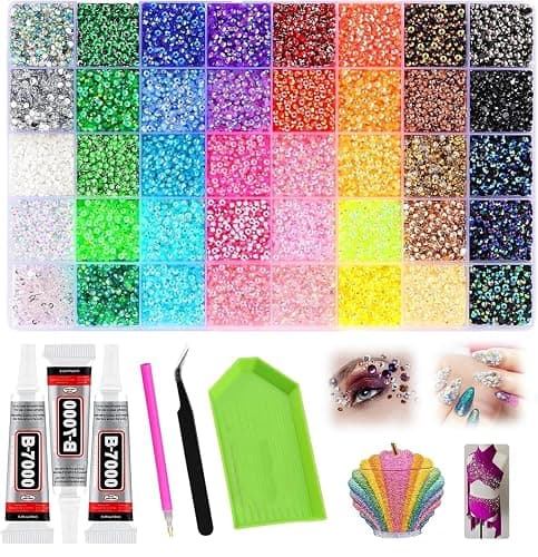 Bedazzling Kit, Bedazzler Kit with Rhinestones and Tools,32000pcs 3mm Flatback Rhinestones for Bedazzling Crafting with B7000 Glue - Image 1
