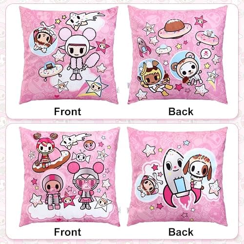 tokidoki Unicorno 18x18 Inch Pillowcase, 2 Pack Double-Sided | Donutella design, pink throw pillow covers. Soft durable polyester for sofa, kids room, home decor. thumbnail 9