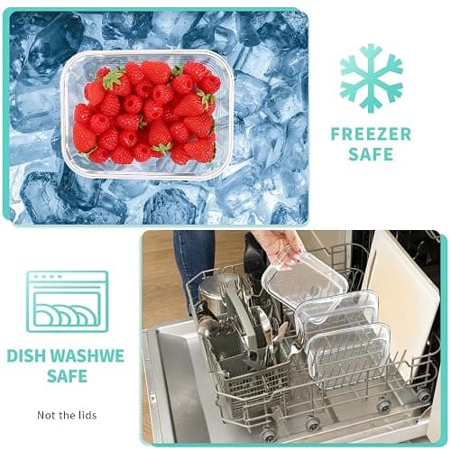 Skroam 10 Pack Glass Food Storage Containers with Lids, Glass Airtight Meal Prep Container Set for Lunch, on the Go, Leftover, Kitchen Pantry Organizers and Storage, BPA Free & Leak Proof thumbnail 6
