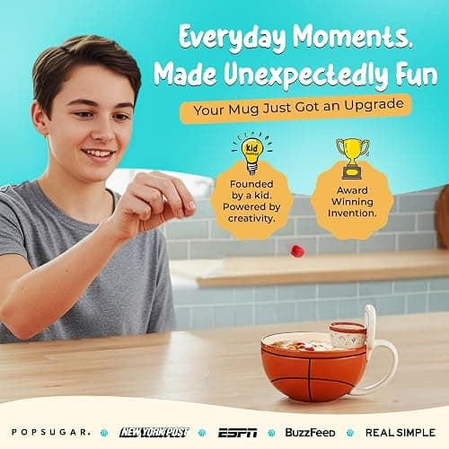 MAX'IS Creations The Mug with a Hoop Basketball Mug Funny Ceramic Coffee Mugs Cereal Bowl Sports Coach Kids Basketball Gifts for Boys 8-12 12-14 Girls Stuff Accessories Mini-Hoop for Kids, 16oz thumbnail 2