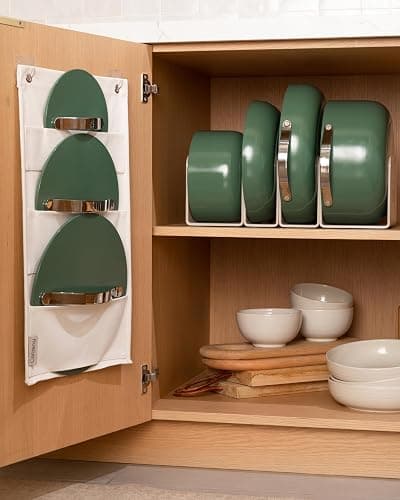 Caraway Non-stick Ceramic Cookware Set (12 Piece) Pots, Pans, Lids and Kitchen Storage - PFAS & PFOA Free - Oven Safe Pan Set & Compatible with All Stovetops - Cream thumbnail 2