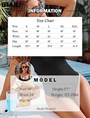 BMJL Women's One Piece Swimsuit Sports Adjustable Strap Bathing Suit Color Block Ribbed High Cut Swimsuits thumbnail 6