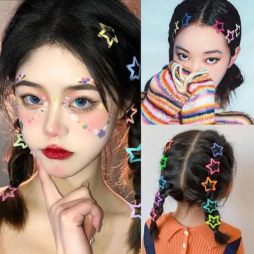 Star Hair Clips Snap Hair Barrettes Non Slip Star Hair Accessories Multiple Colors Metal Hair Clips for Girls Women -100PCS 1.18" thumbnail 3