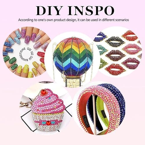 Bedazzling Kit Nail Art Rhinestones, 3mm Flat Back Rhinestones, Nail Art Gems Crystals Kit with Pick Up Pen & Tweezers for DIY Nails Crafts Clothes Shoes Decoration, 24 Colors thumbnail 5