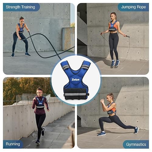 ZELUS Weighted Vest for Men and Women | 4-10lb/11-20lb/20-32lb Vest with 6 Ironsand Weights for Home Workouts | Adjustable Body Weight Vest Exercise Set for Cardio and Strength Training thumbnail 5