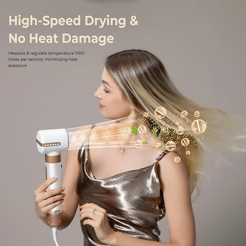 Blow Dryer Brush 7 in ONE，Autowrap Curling Wand, 110,000 RPM High-Speed Negative Ionic Hair Dryer with Diffuser Concentrator, Round Brush Blow Dryer Air Styler, Volumizing Hair Styling Tools thumbnail 7