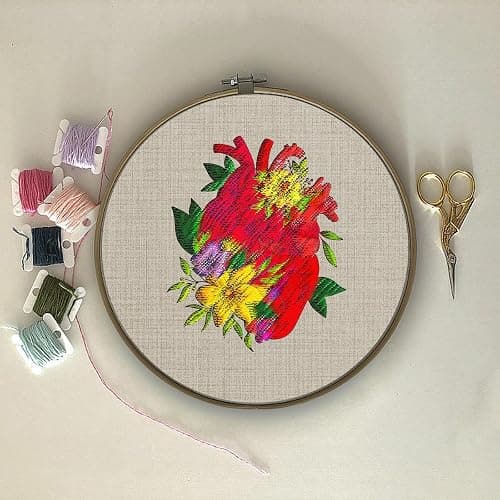 GLOBLELAND 4 Sheets Flower and Organ Skeleton Water Soluble Stabilizer Hand Sewing Stabilizers with Pre Printed Stick and Stitch Self Adhesive Wash Away Stabilizer for Bags Cloth Embroidery thumbnail 4